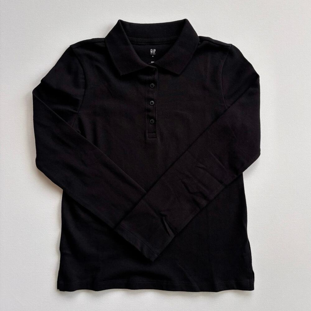 Gap Kids Uniform Stretch Pique Polo Shirt Kids Size 8 Black NWT